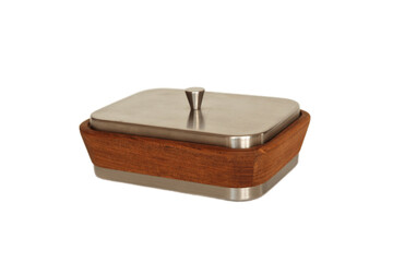 Butter dish holder in teak wood and stainless steel. Design from Denmark.