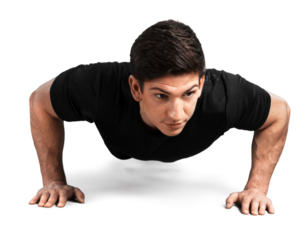 Man in a push-up position