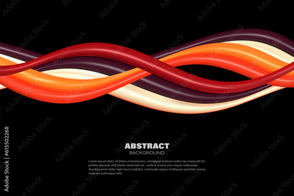 Poster 3d colorful abstract wave flow. liquid geometric shapes. abstract vector design element