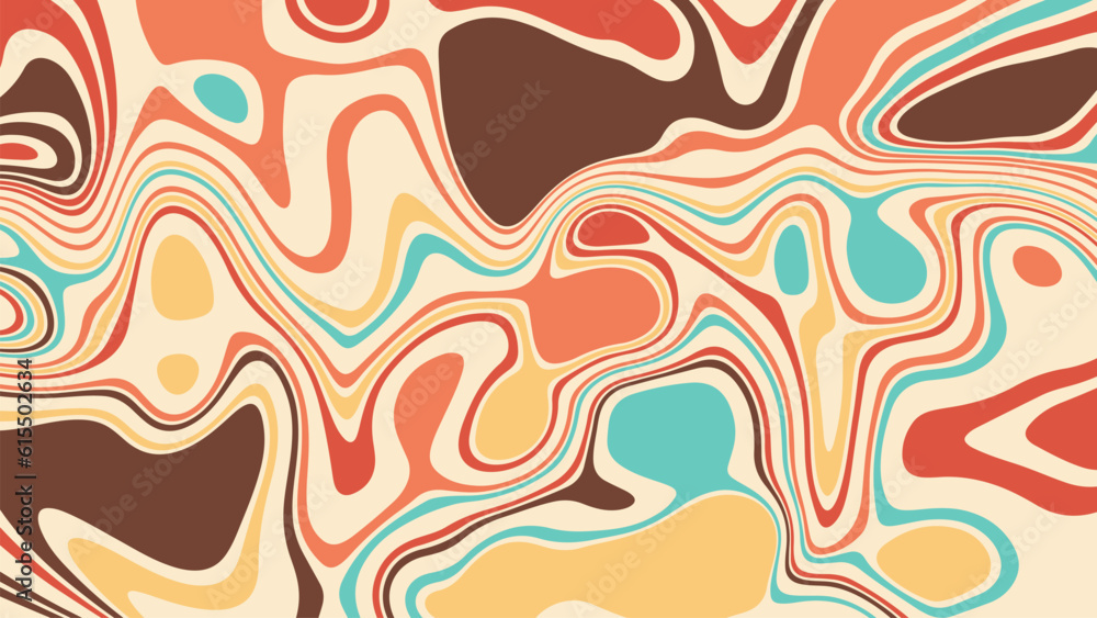 Poster abstract wave vector background. fluid wavy lines and shapes. stylized multicolored retro illusion.