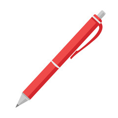 Red pen vector icon. Classic red pen design