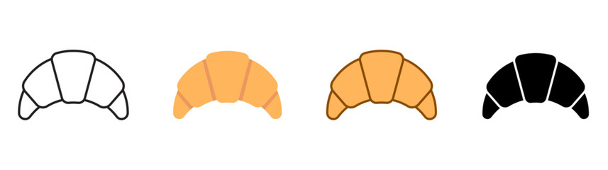 croissant icon silhouette black thick outline color bread icon logo food