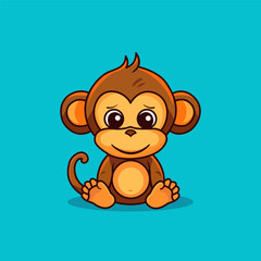 Obraz premium cute monkey kid cartoon mascot character. vector illustration