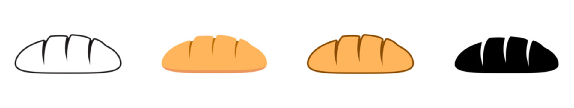 baked bread icon thick outline silhouette color fresh