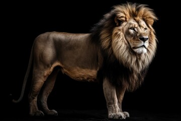 Fototapeta na wymiar A powerful lion standing confidently. Generative AI.