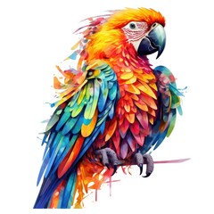 A colorful and exotic parrot on a transparent background. Generative AI.