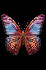 A graceful and colorful butterfly on a transparent background. Generative AI.