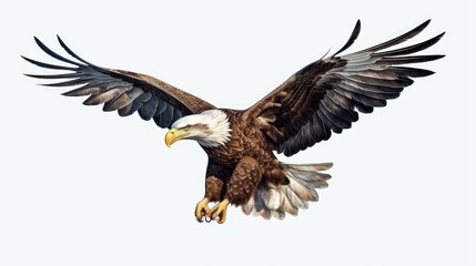 A majestic and wise bald eagle on a transparent background. Generative AI.