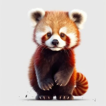 A charming and inquisitive red panda on a transparent background. Generative AI.