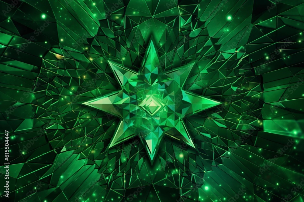 Poster green poly line abstract design with data. ai generative