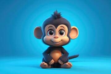 Playful Cartoon Monkey for Kids' Animation generative AI