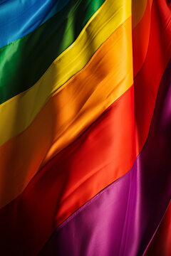 Generative AI illustration of LGBT flag with rainbow colors symbolizing lesbian gay bisexual transgender pride and social movement