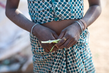 Indian Rural Woman Hand Position