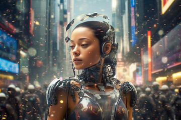 Portrait of a bionic woman