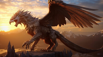 Illustration of the mythical creature the griffin half lion half eagle