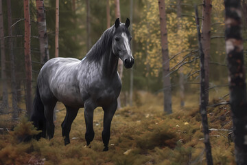 Obraz premium Swedish Warmblood - Sweden - Bred for dressage, show jumping, and eventing, known for their athleticism and elegance (Generative AI)