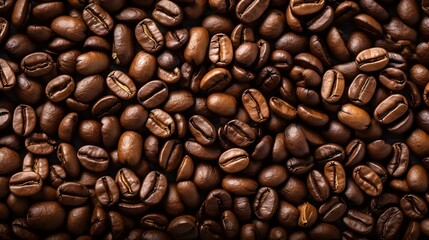 Seamless Background of roasted Coffee Beans. Overhead Shot.
