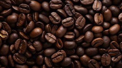 Naklejka premium Seamless Background of roasted Coffee Beans. Overhead Shot. 