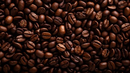 Obraz premium Seamless Background of roasted Coffee Beans. Overhead Shot. 