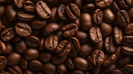 Obraz premium Seamless Background of roasted Coffee Beans. Overhead Shot. 