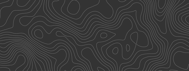 Fototapeta premium Black and white wavy paper curve relief abstract topographic map background. Geographic mountain relief. Topographic map lines, contour background. Abstract wave lines background.