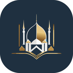 Modern mosque logo symbol or icon template, Mosque Leaf Creative Islamic logo design template, logo with a minimalist style.