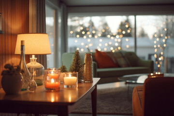 Christmas decoration in living room interior