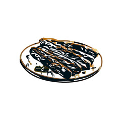 Grilled sausage color sketch with transparent background