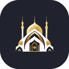 Modern mosque logo symbol or icon template, Mosque Leaf Creative Islamic logo design template, logo with a minimalist style.