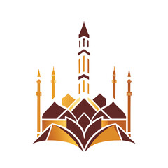 Modern mosque logo symbol or icon template, Mosque Leaf Creative Islamic logo design template, logo with a minimalist style.