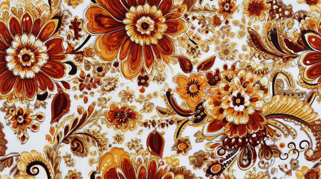 Seamless pattern background inspired by traditional Indian henna designs with warm earth tones delicate floral patterns and geometric shapes
