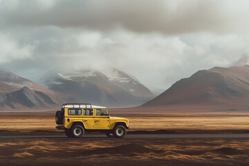 An off-road car in an Icelandic landscape. Generative AI