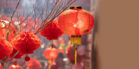 Chinese new year lanterns in old town area.