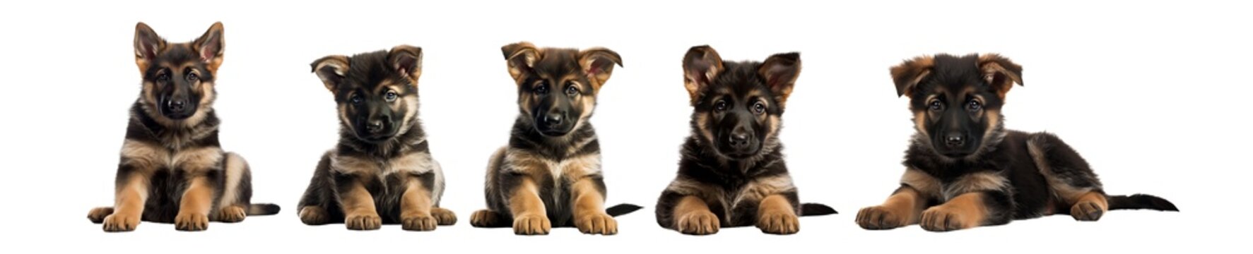 German Shepherd Puppies PNG: Captivating Clip Art Illustration for Pet-themed Posters and Stickers Cut Outs. 