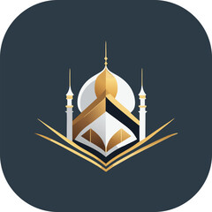 Modern mosque logo symbol or icon template, Mosque Leaf Creative Islamic logo design template, logo with a minimalist style.