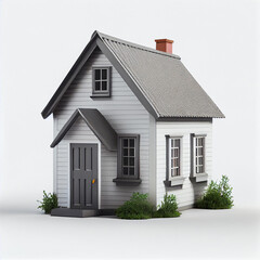 Image of a model of a private house or cottage on an isolated light background. Generative AI