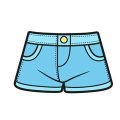 Short denim shorts color variation for coloring page on a white background