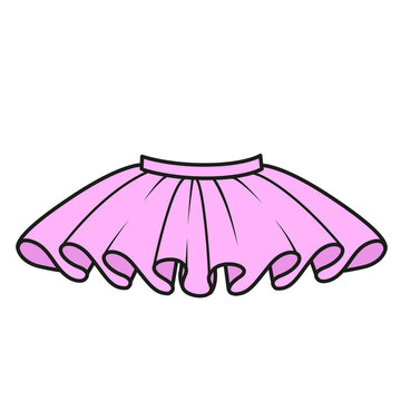 recommend clip art: Beautiful tutu skirt color variation for coloring page on a white background