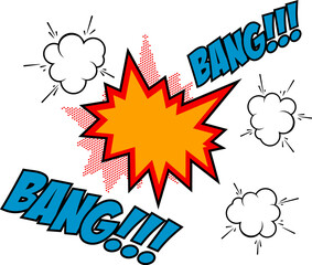 Bang-bang!!! Comic style phrase isolated on white background. Design element in vector.