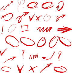 hand drawn arrows and rings. marker circles and arrows. Vector illustration.