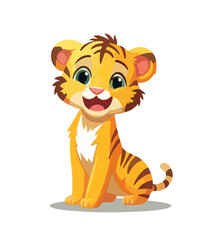 Cartoon lion cub on a white background. Vector illustration