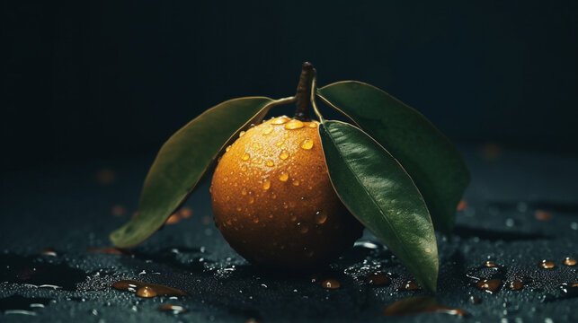 orange with water drops HD 8K wallpaper Stock Photographic Image