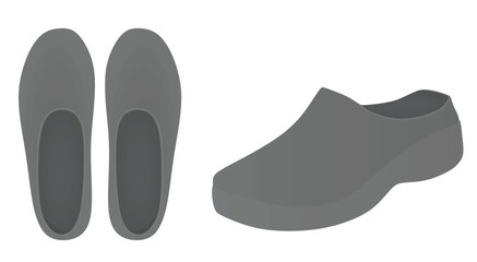 Grey clogs shoes. vector illustration
