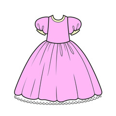 Puffy ball gown for a princess color variation for coloring page on a white background