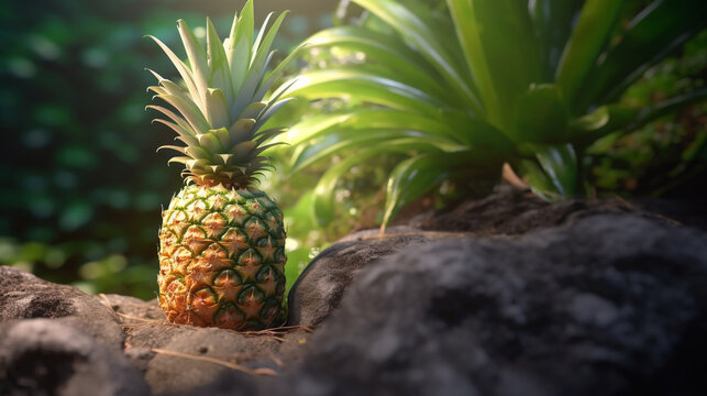 pineapple on the palm HD 8K wallpaper Stock Photographic Image
