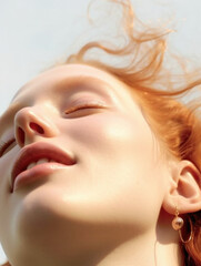 Carefree, close up skincare and beauty shot, young gen z style, ai generative