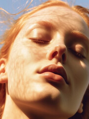 Carefree, close up skincare and beauty shot, young gen z style, ai generative
