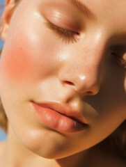 Carefree, close up skincare and beauty shot, young gen z style, ai generative