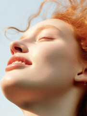 Carefree, close up skincare and beauty shot, young gen z style, ai generative