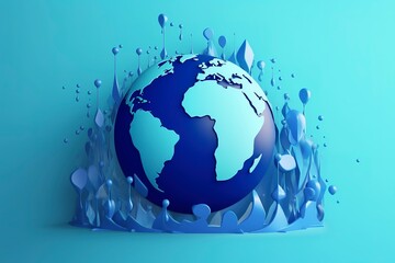 water drop with earth , World Water Day.